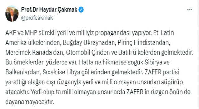 HAYDAR ÇAKMAK: KİM YERLİ KİM MİLLİ