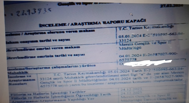 MERSİN GSB”DE TUHAF BİR SÜRGÜN ORTAYA ÇIKTI