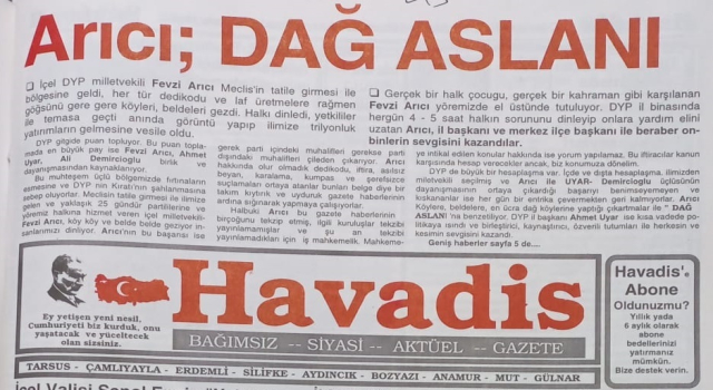 HAVADİS: FEVZİ ARICI DAĞ ASLANI
